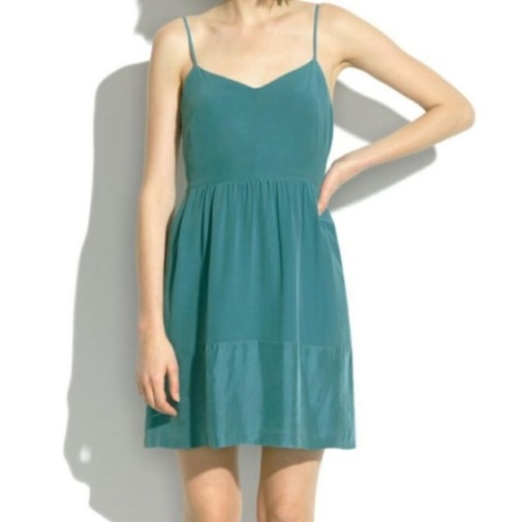 Madewell Dresses & Skirts - Madewell Silk Bordershine Teal Cami Dress